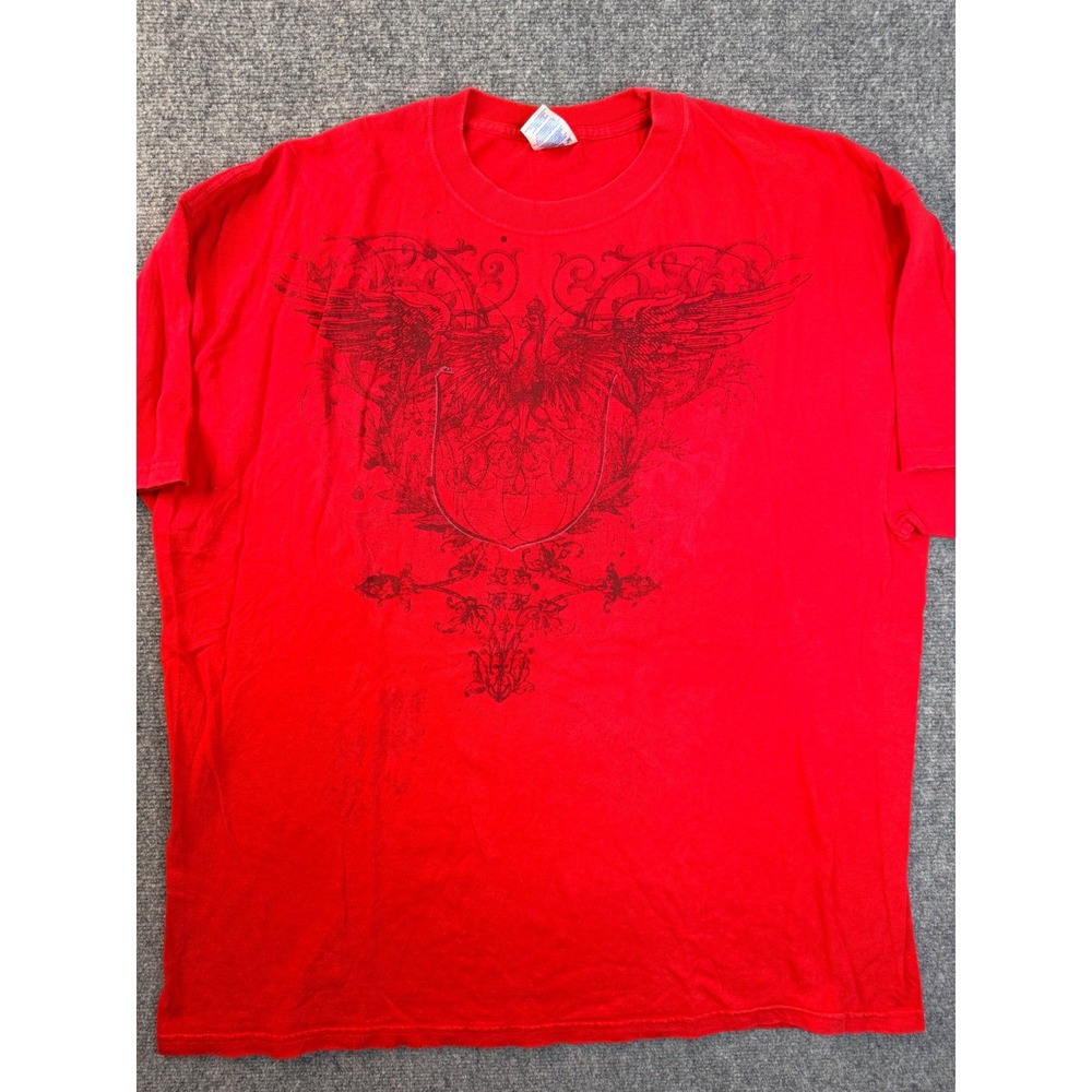 Vintage M&O Knits Red Graphic T-Shirt Mens XXL Cotton Heavyweight Y2K Streetwear